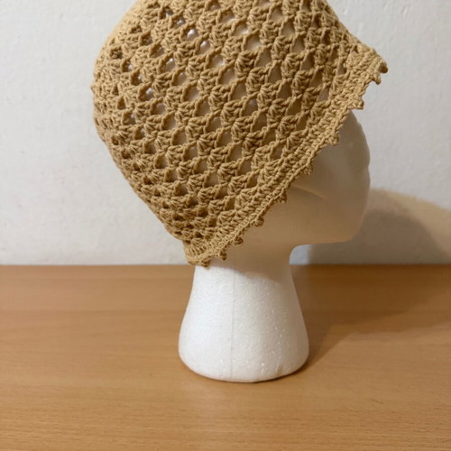 Crochet Lace Bucket Hat new, lightweight summer sun hat beige