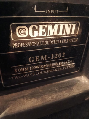 Gemini GEM-1202 floorstanding speakers used, set of 2