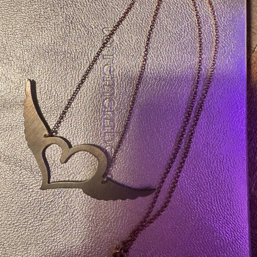 Necklace oxidized silver with matte gray heart like new