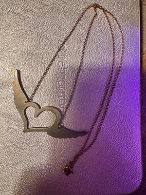 Necklace oxidized silver with matte gray heart like new