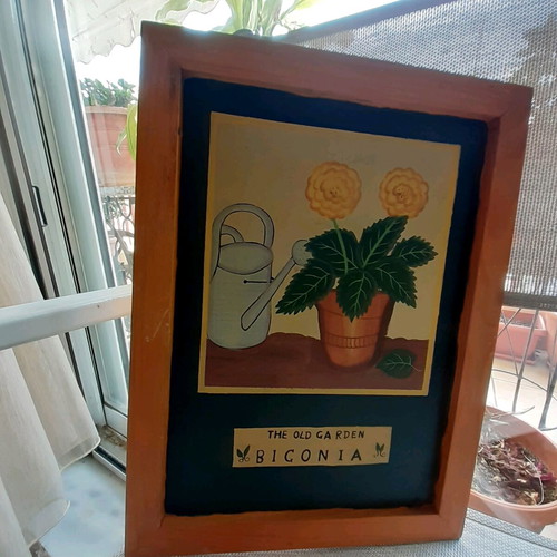 Framed botanical print flowers like new, wooden frame