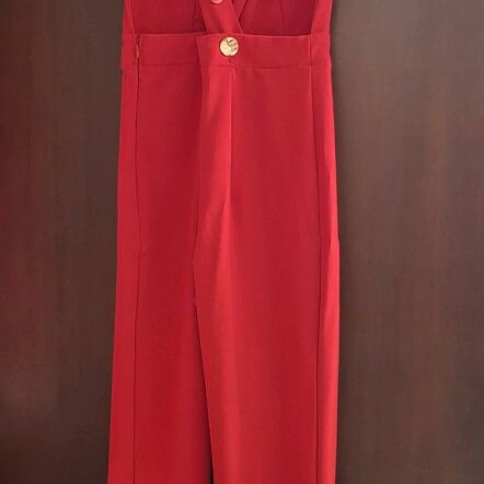 Brigitte jumpsuit with open back, red, size S