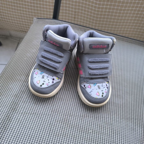 Adidas sneakers size 23 used, gray and pink