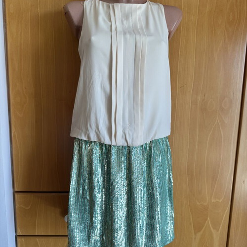 Benetton dress new with elastic waist and sequined skirt