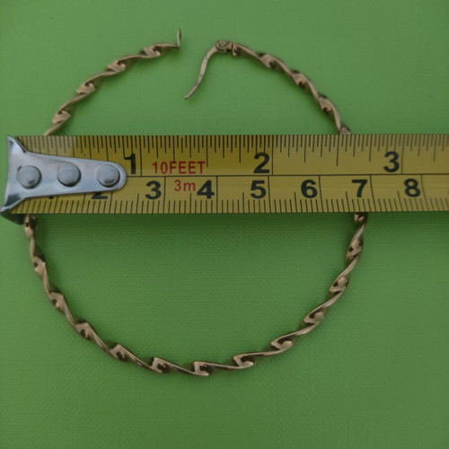 Stainless steel jewelry set used, gold color, includes bangle and hoop earrings