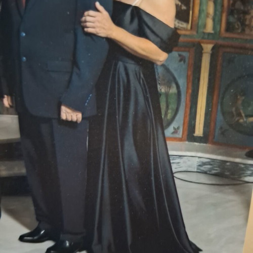 Black satin evening dress, size XXL