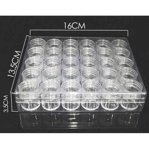 Acrylic case with 30 empty jars new for rhinestones, glitter, earrings