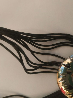 Silver pendant with black cord new, short