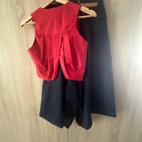 Day by Billy Sabbado set wide pants with vest like new, blue and red