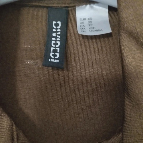 H&M ribbed cropped jersey top XS short sleeved brown, like new