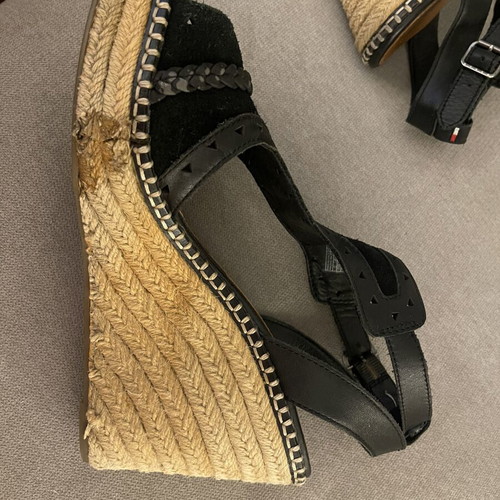 Tommy Hilfiger platform sandals used, leather and straw, size 39