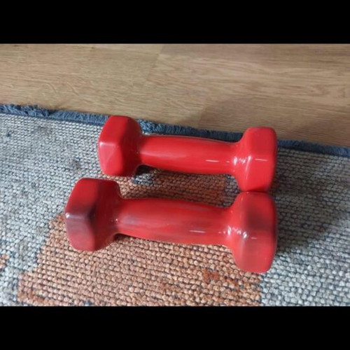 Vinyl dumbbell set used 1kg