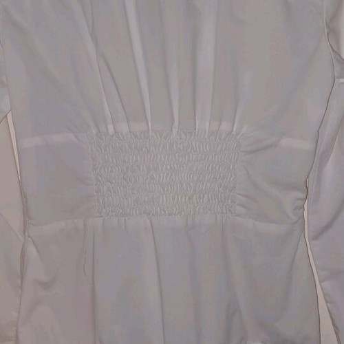 AMA white bodysuit shirt like new with ruffles and elastic waist