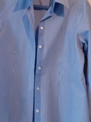 Women's striped blue shirt M like new with subtle rhinestone detail