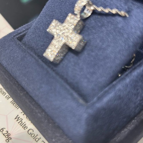 Diamond cross white gold K18 new