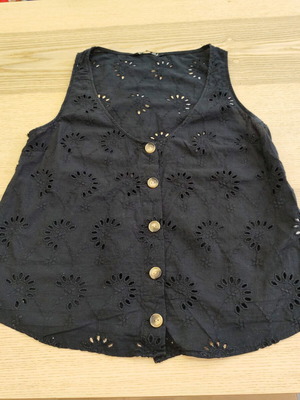 Stradivarius broderie black top with buttons