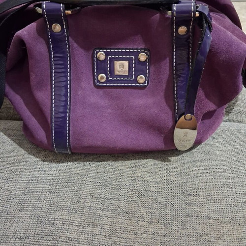 KEM Suede Shoulder Bag like new, rare purple statement piece