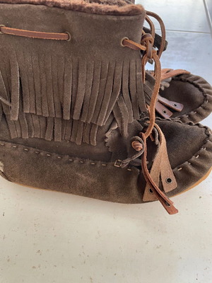 Leather ankle boots size 37, genuine reindeer leather
