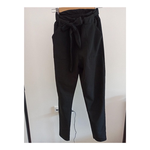Women's fabric pants used, high-waisted paperbag style, size S