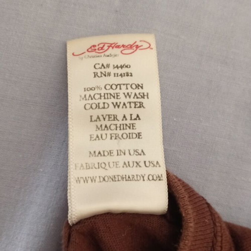 Tshirt Hollywood by Ed Hardy Large 100% Cotton like new, brown