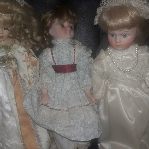 Porcelain dolls used, set of 3, height 40 cm