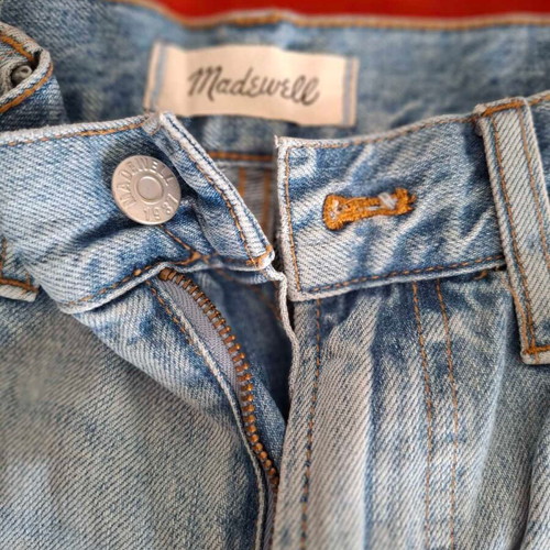 Madewell jeans used with floral detail, light blue wash
