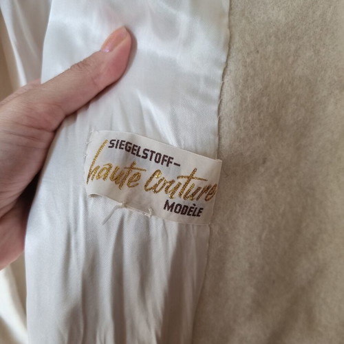 Παλτό Siegelstoff Haute Couture από μαλλί, διπλόστροφο, μπεζ, μέγεθος S-M