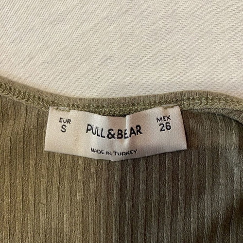 Pull & Bear khaki ribbed bodysuit like new, size S