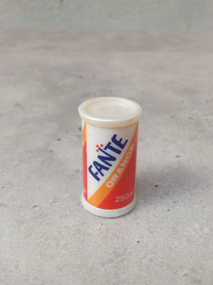 Fanta Orange Soda Eraser vintage used, 1980s miniature
