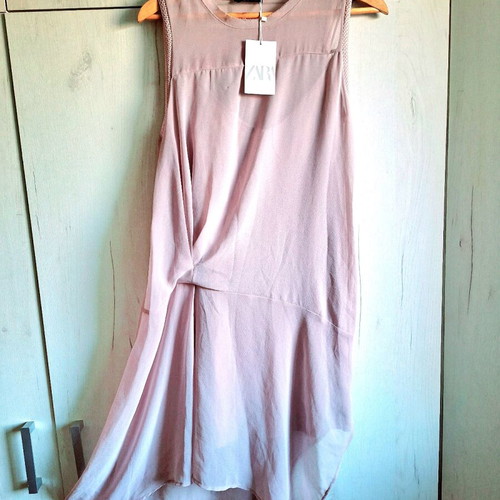 ZARA Asymmetric Dress new, ash rose color, chiffon