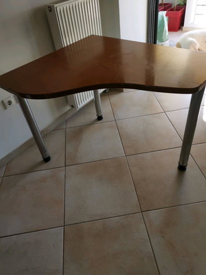 Office desk used, wooden with adjustable aluminum bases