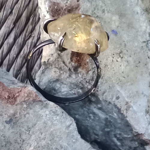 Ring 925 Silver handmade with citrine stone, like new, size 61