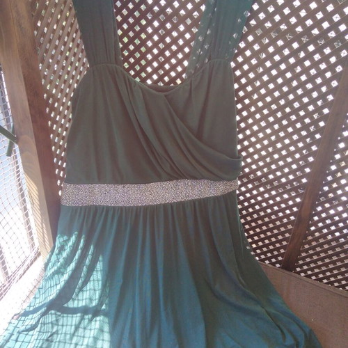 Green dress with lining and tulle, size XXL