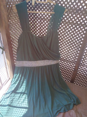 Green dress with lining and tulle, size XXL