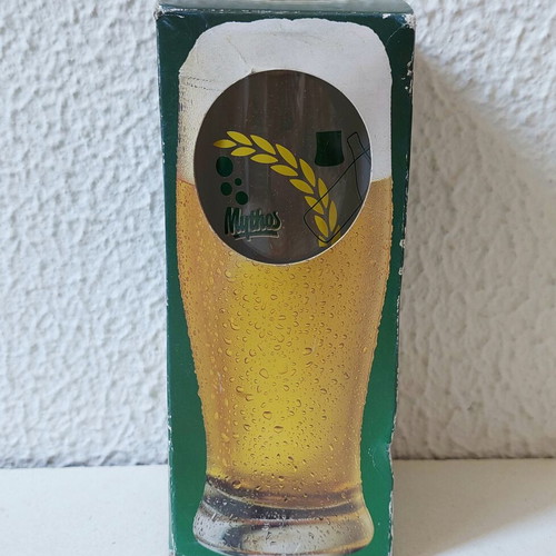 Mythos Beer Glass like new with original box