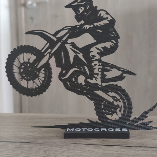 Motocross 3D printed table decoration with carbon fiber texture