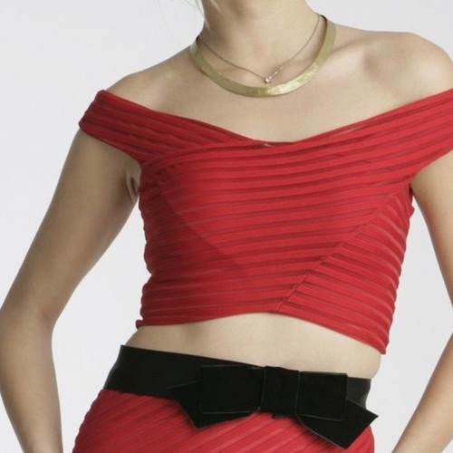 Crop Top New Red With Embossed Texture Small