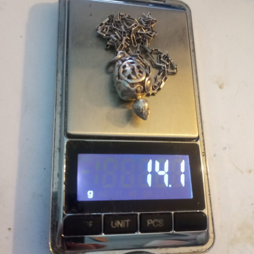 Lalaunis A21 925 silver turtle pendant with silver chain vintage piece