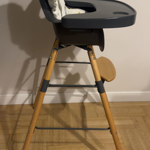 Childhome EVOLU 2 Natural Anthracite 2 in1 highchair with bumper like new