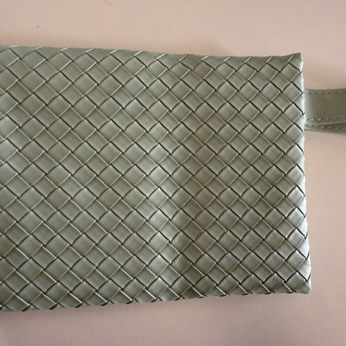 Toiletry bag woven clutch like new in soft green shade