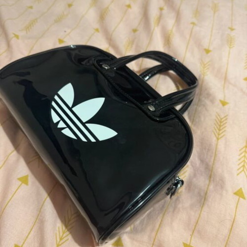Adidas handbag, black and white, patent leather