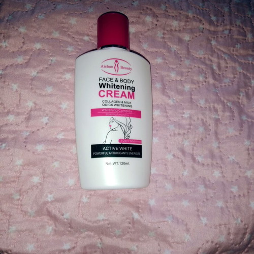 Body cream used that brightens dark spots