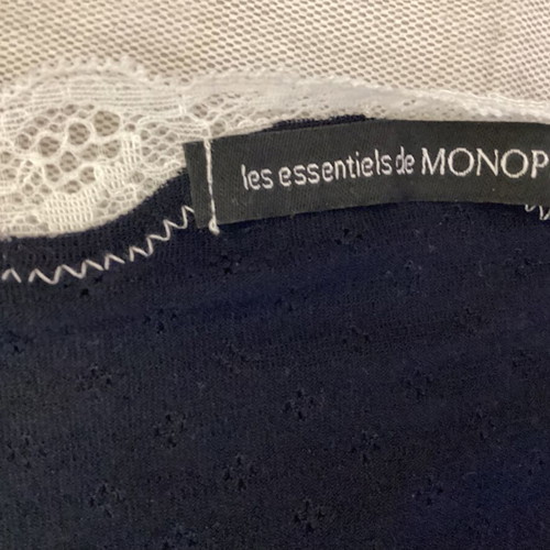 Les Essentiels de Monoprix Black Lingerie-Style Top with Lace, Like New