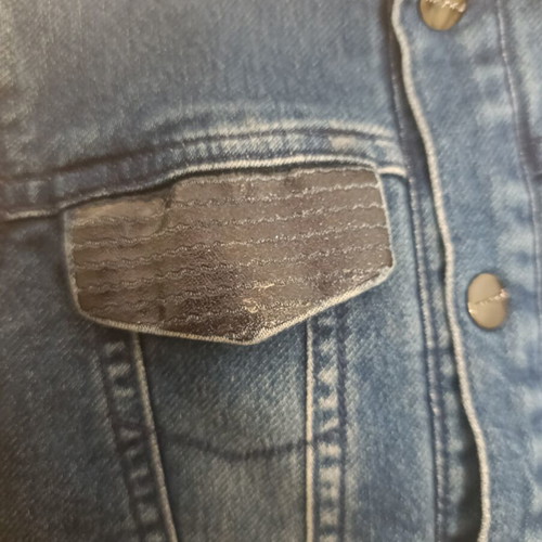 Mayoral denim jacket for girls used, size 2 years, blue with leather details
