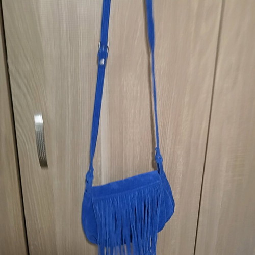 Women's crossbody bag with fringes like new, blue