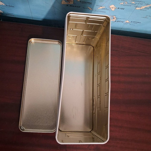 Collectible metal Walkers tin used, vintage London double-decker bus