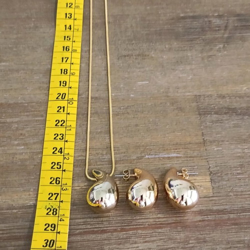 Women's jewelry set necklace with earrings 18k gold plated stainless steel new