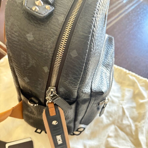 MCM backpack used, black and beige