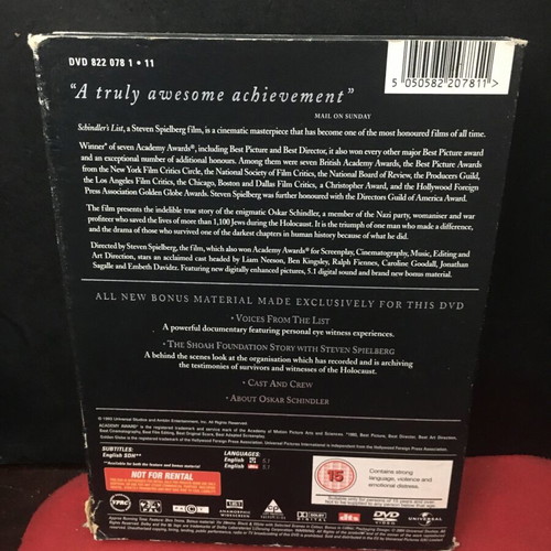 Schindler's List box 2 DVD used, English edition with cover wear