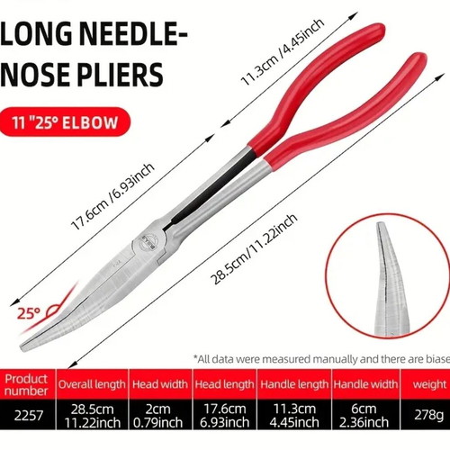 Long needle-nose pliers 25 degrees new chrome vanadium steel